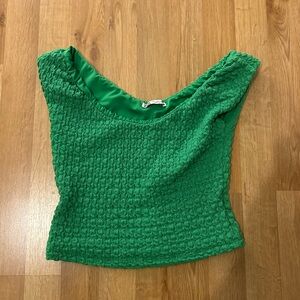 Zara Green short sleeve off the shoulder top